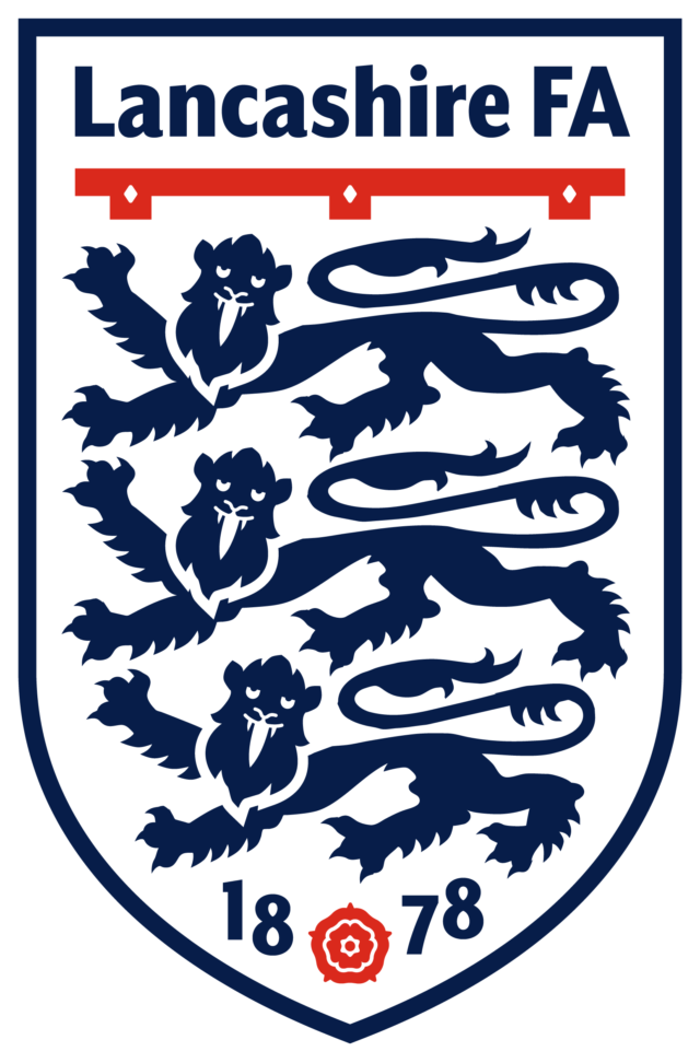 Lancashire FA referee badge: three lions with a red rose, dated 1878