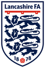 Lancashire FA referee badge: three lions with a red rose, dated 1878