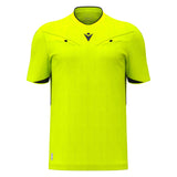 Macron Mendez short-sleeve referee shirt in yellow, straight front view