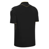 Macron Mendez short-sleeve referee shirt in black, back view