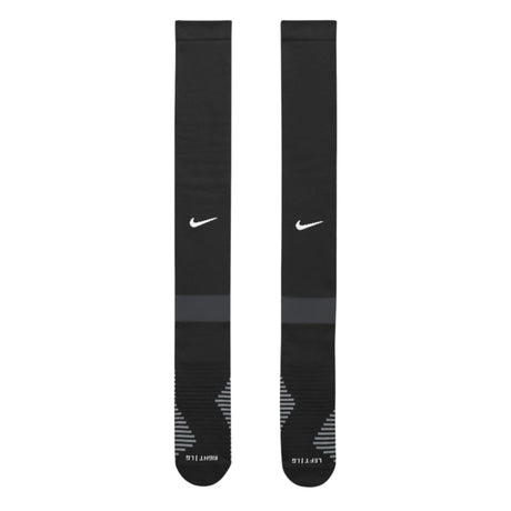 Pair of black Nike referee socks, front view