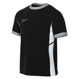 Nike black referee training top with grey collar and white side panel, front view