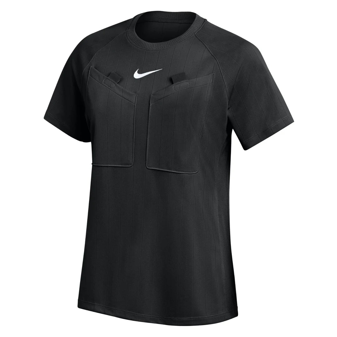 Nike 2026 women's short-sleeve referee shirt in black, front view