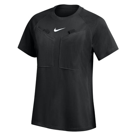 Nike 2026 women's short-sleeve referee shirt in black, front view