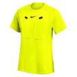 Nike 2026 women's short-sleeve referee shirt in Volt yellow, front view