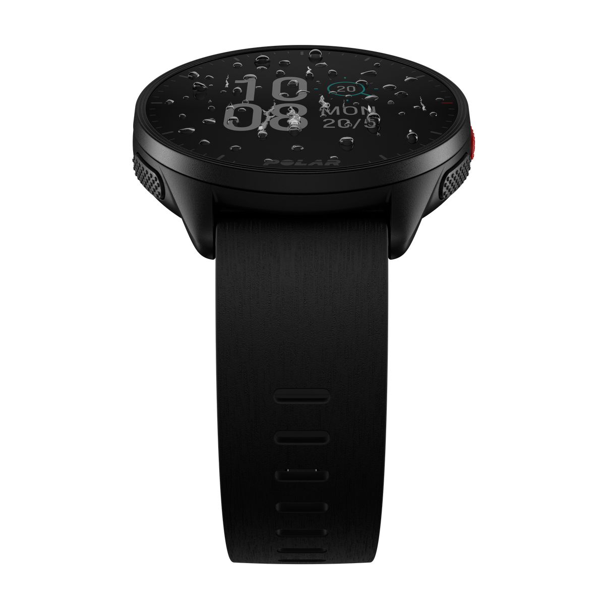 Polar Pacer black GPS running watch, side view