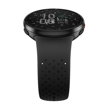 Polar Pacer Pro carbon grey GPS running watch, side view