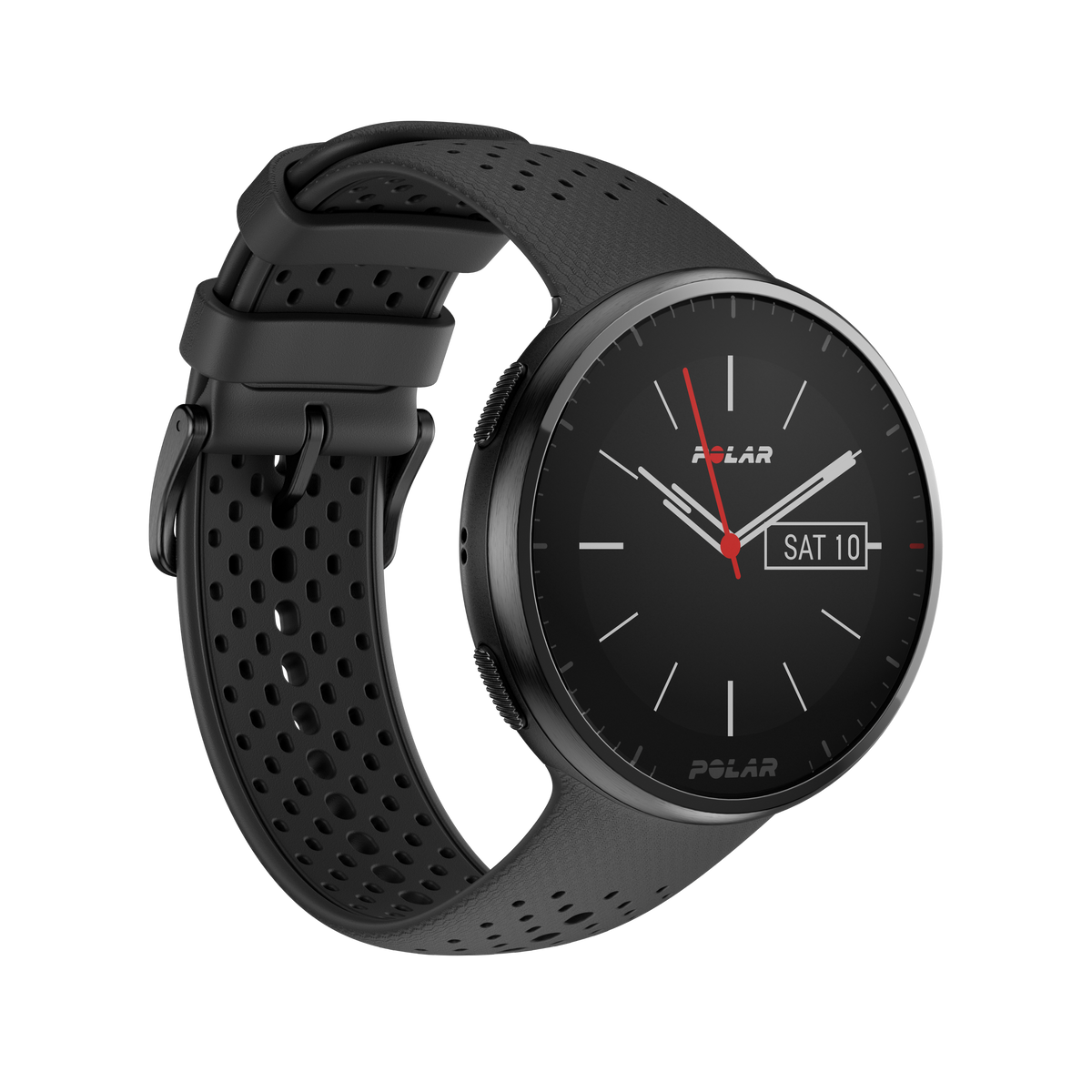 Polar Pacer Pro carbon grey GPS running watch with analogue watch face