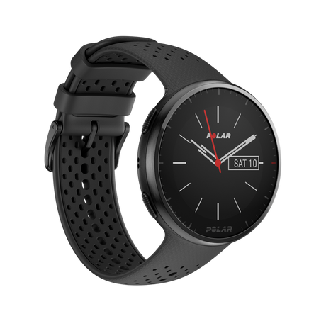 Polar Pacer Pro carbon grey GPS running watch with analogue watch face