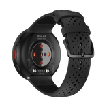 Polar Pacer Pro carbon grey GPS running watch, back view showing the heart rate sensor