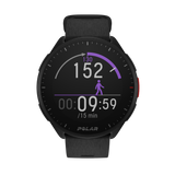 Polar Pacer black GPS running watch showing a walking test screen