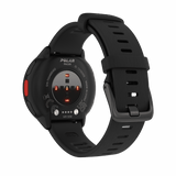 Polar Pacer black GPS running watch, back view showing the heart rate sensor