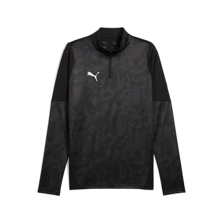 Puma black referee 1/4-zip midlayer, front view