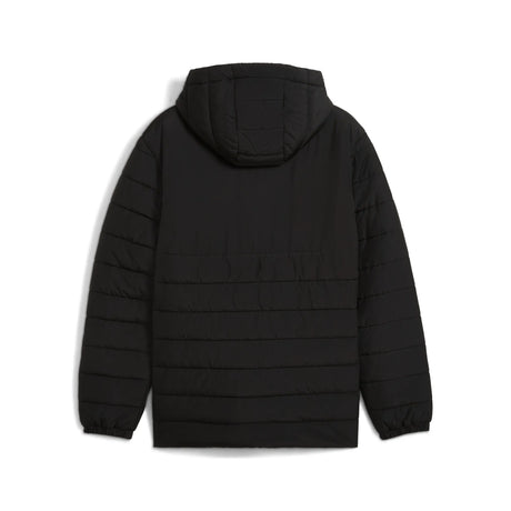 Puma black padded hooded referee winter coat, back view