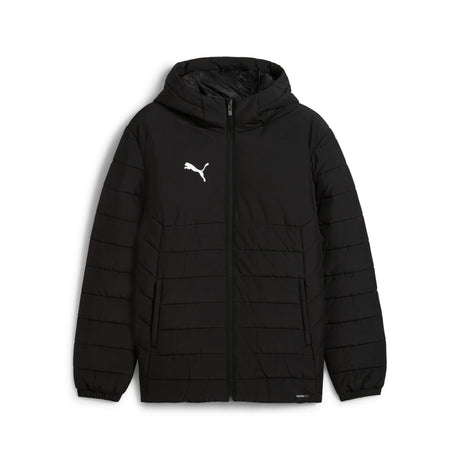 Puma black padded hooded referee winter coat, front view