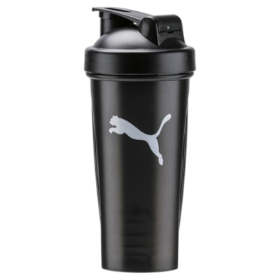 Puma black shaker bottle with white Puma logo