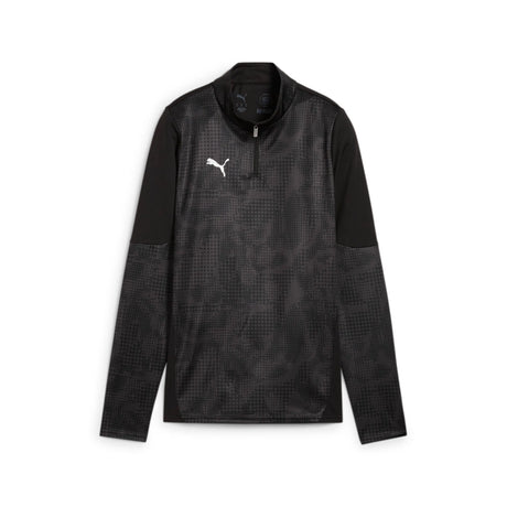 Puma women's black referee 1/4-zip midlayer, front view