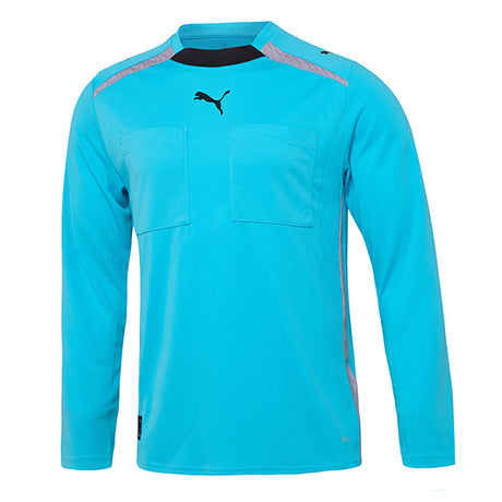Puma Match Official long-sleeve referee shirt in Bright Aqua, front view