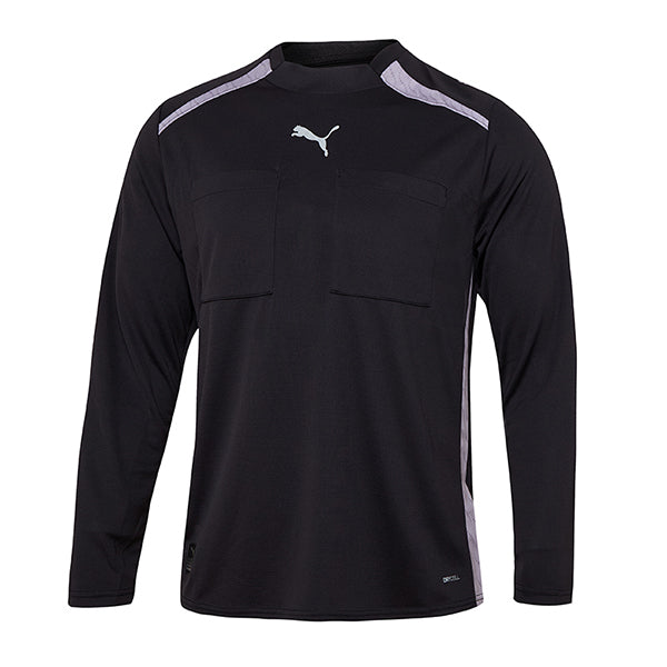 Puma Match Official long-sleeve referee shirt in black, front view