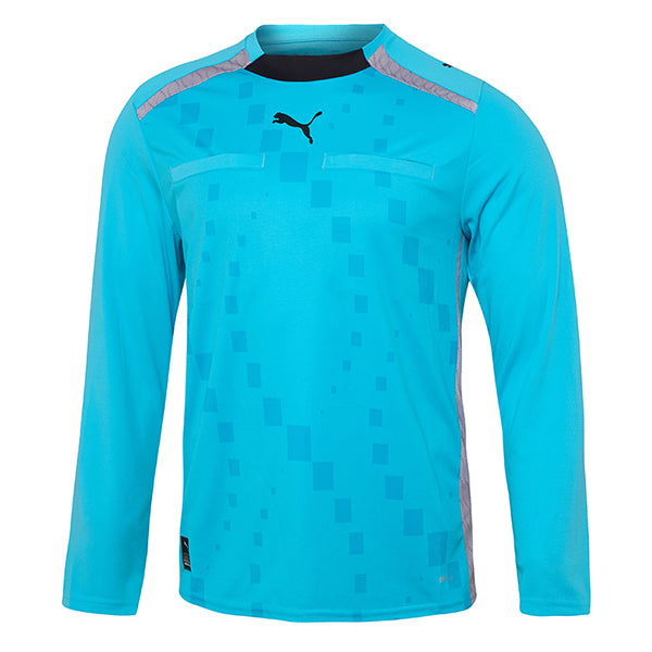 Puma Pro DNA long-sleeve referee shirt in Bright Aqua, front view