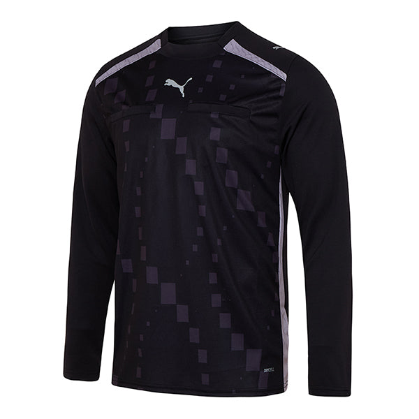 Puma Pro DNA long-sleeve referee shirt in black, front view