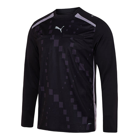 Puma Pro DNA long-sleeve referee shirt in black, front view