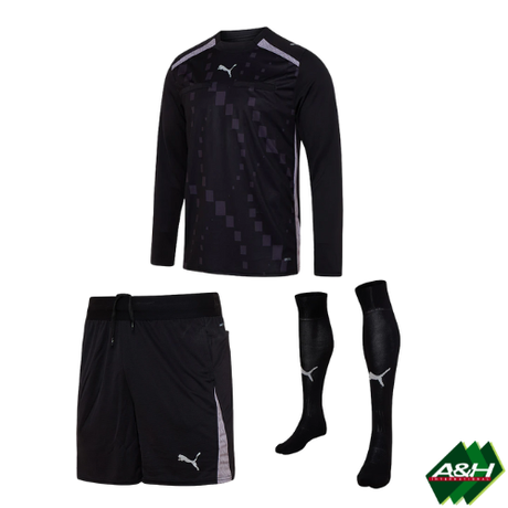 Puma Pro DNA long-sleeve referee kit bundle in black: shirt, shorts and socks