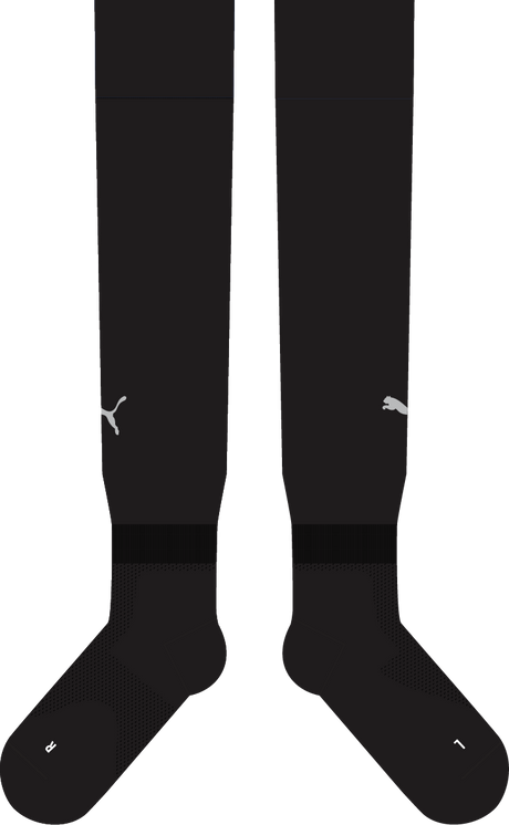 Pair of Puma black referee socks, front view