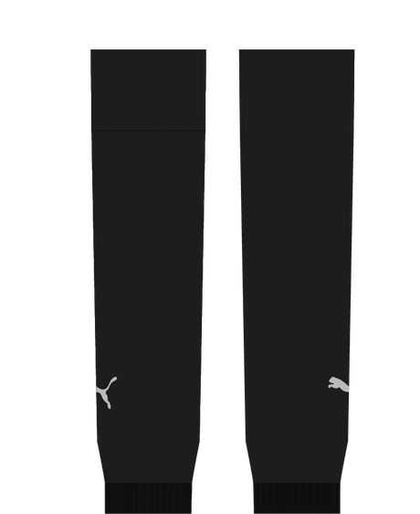 Pair of Puma black referee sleeve socks, back view
