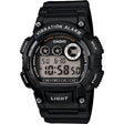 Casio W735H black digital referee watch with vibration alarm, front view