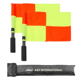 A&H referee assistant flag set: two red and yellow chequered flags with A&H carry case