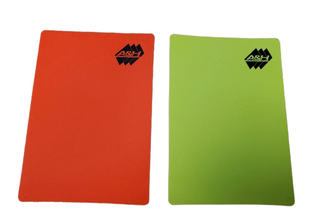 A&H fluorescent red and yellow referee cards