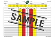 A&H double-sided referee match sheet, front side with red and yellow columns (sample)