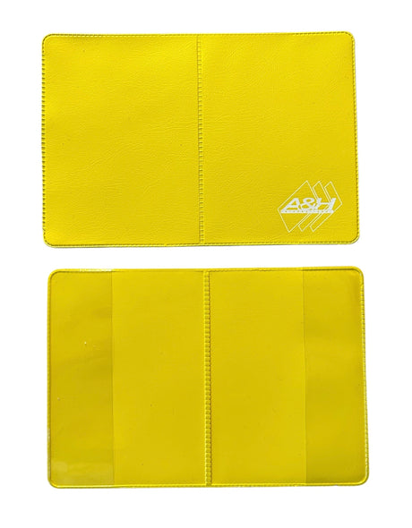 A&H yellow match wallet shown front and back