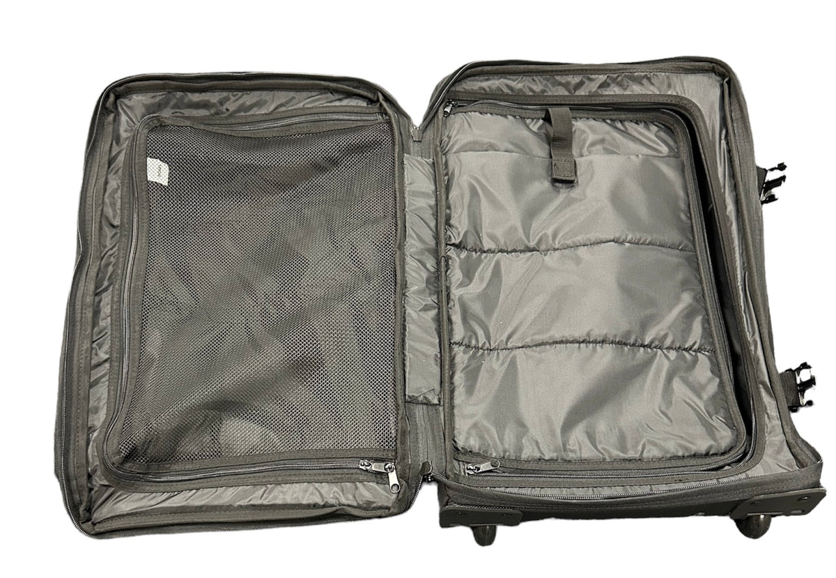 A&H roller bag open, showing the interior compartments