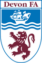 Devon FA referee badge: shield with a ship over waves and a red lion