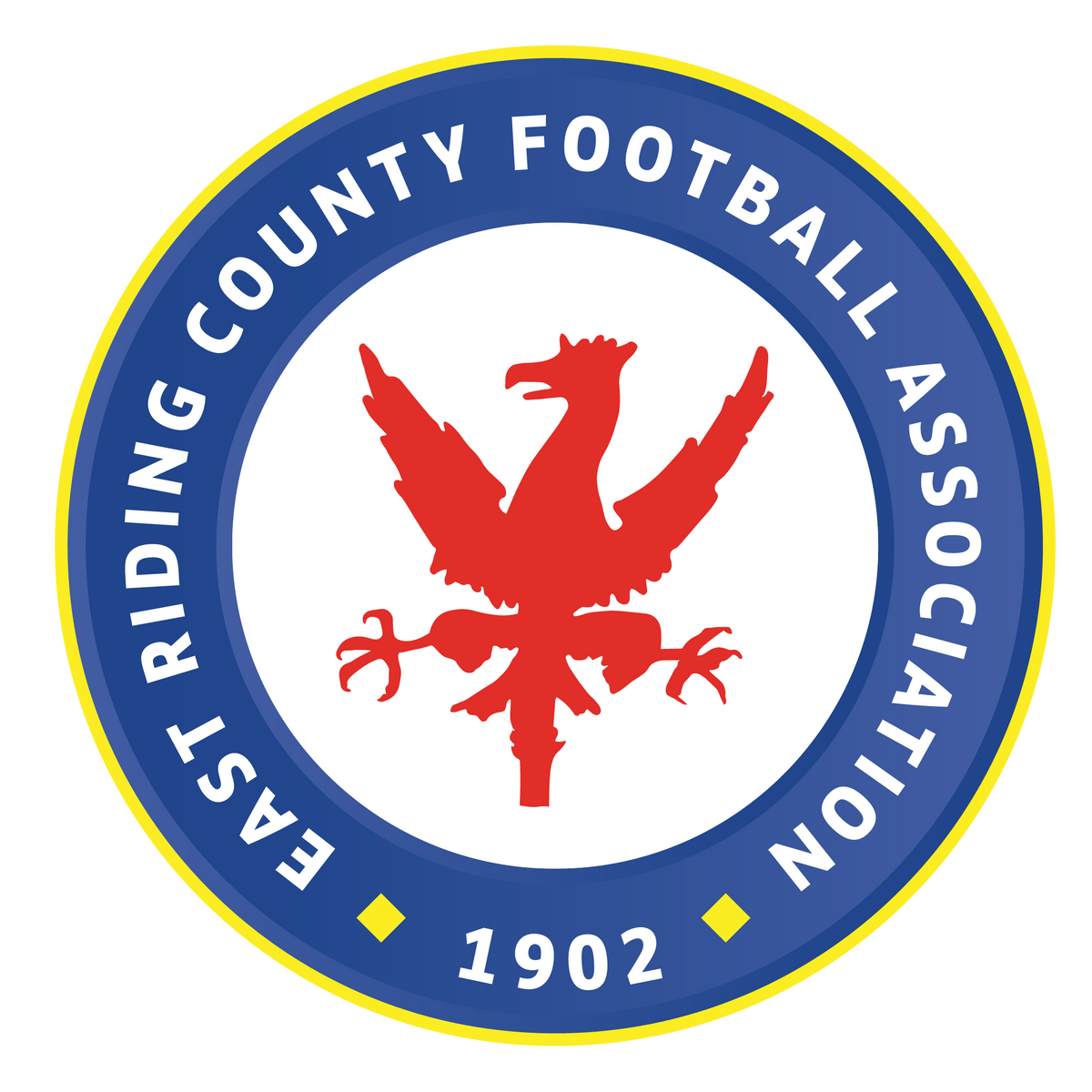 East Riding County FA referee badge: blue circle with a red eagle, dated 1902