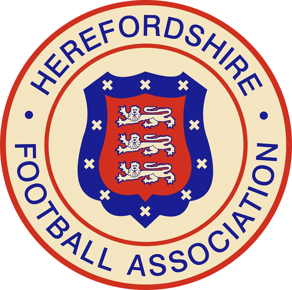 Herefordshire FA referee badge: circular crest with a shield of three lions