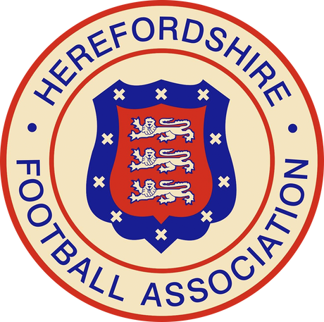 Herefordshire FA referee badge: circular crest with a shield of three lions