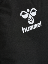Close-up of the white Hummel logo on the black Hummel backpack