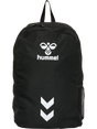 Hummel black backpack with white Hummel logo and chevrons, front view