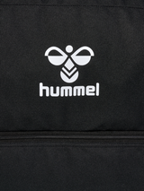 Close-up of the white Hummel logo on the black Hummel referee bag