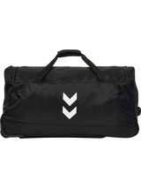 Hummel black wheeled referee roller bag, back view