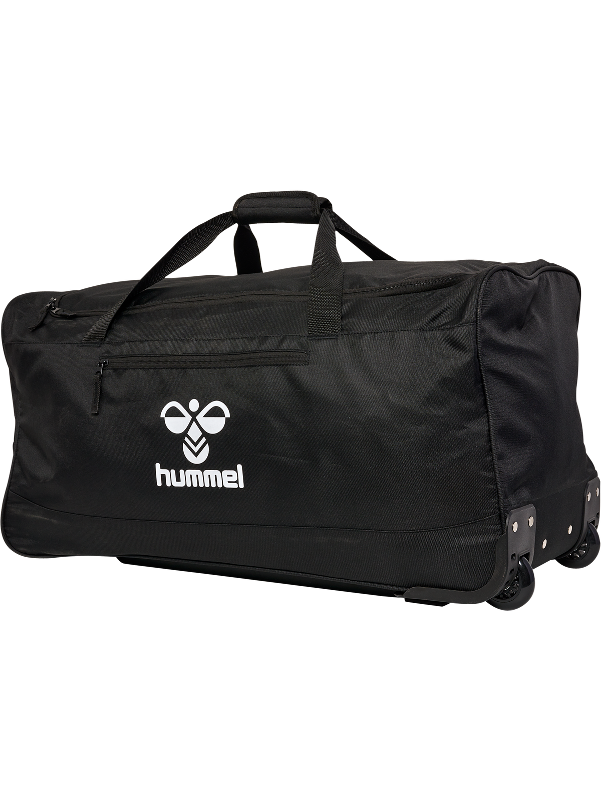 Hummel black wheeled referee roller bag, side view