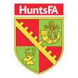 Hunts FA referee badge: red and yellow shield with a horn and a stag