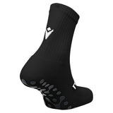 Macron black grip sock, back view showing the grip pads