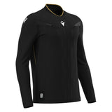 Macron Mendez long-sleeve referee shirt in black, front view