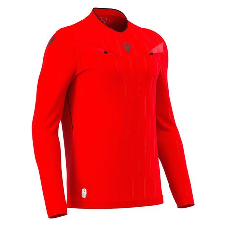 Macron Mendez long-sleeve referee shirt in red, front view