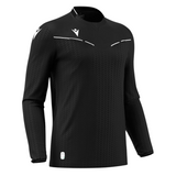 Macron Ponnet long-sleeve referee shirt in black, front view