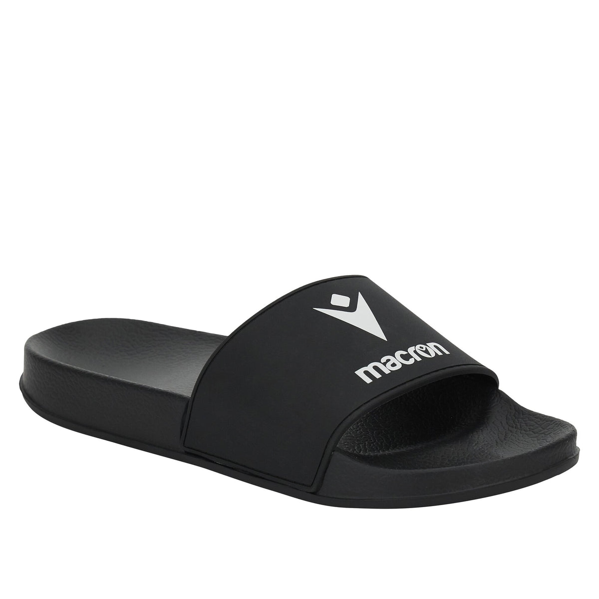 Macron black slide, angled view